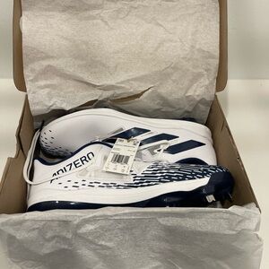 Adidas Adizero White and Navy Metal Cleats